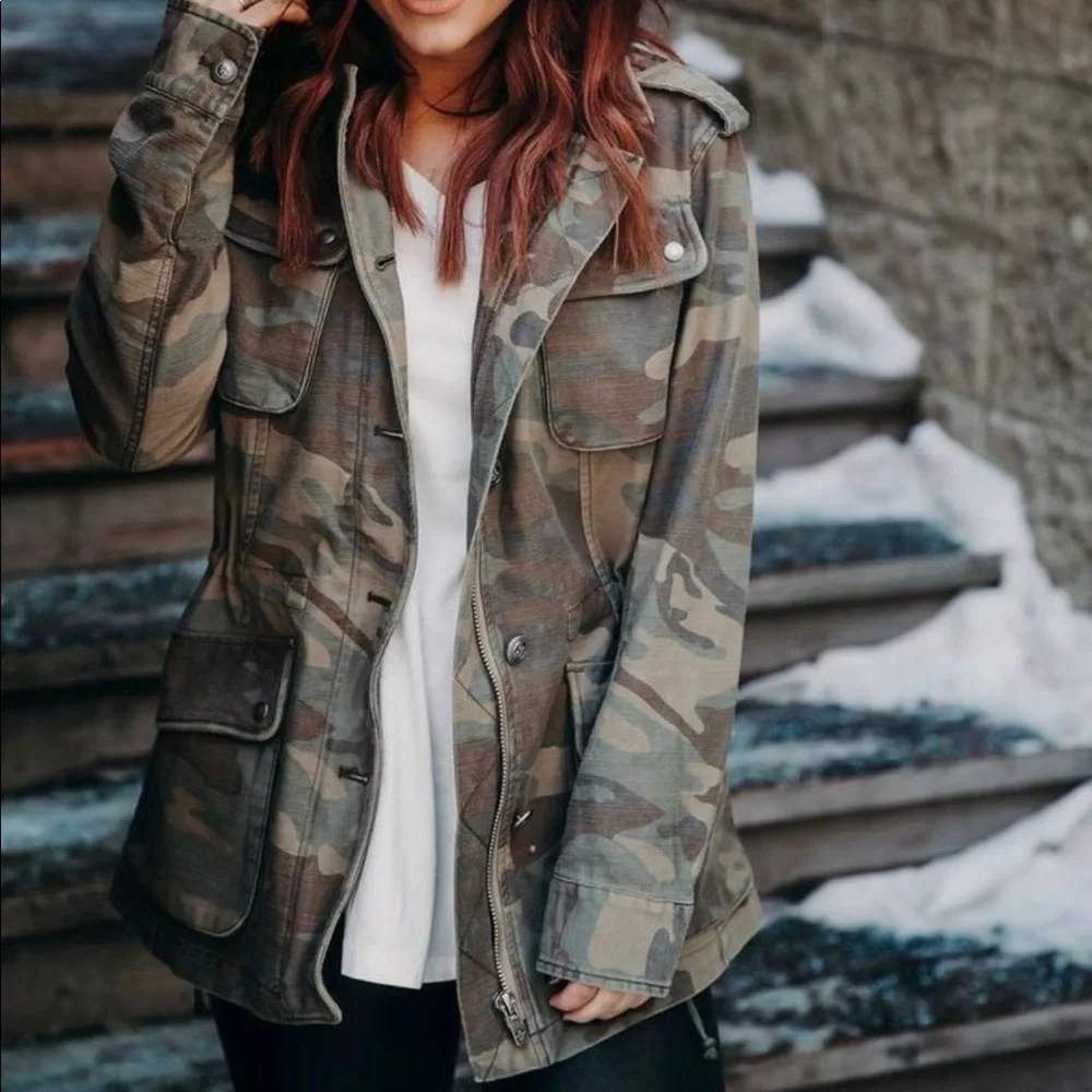 Chelsea DeBoer Utility Jacket Womens Size S Camo Military‎ Cargo Field Coat